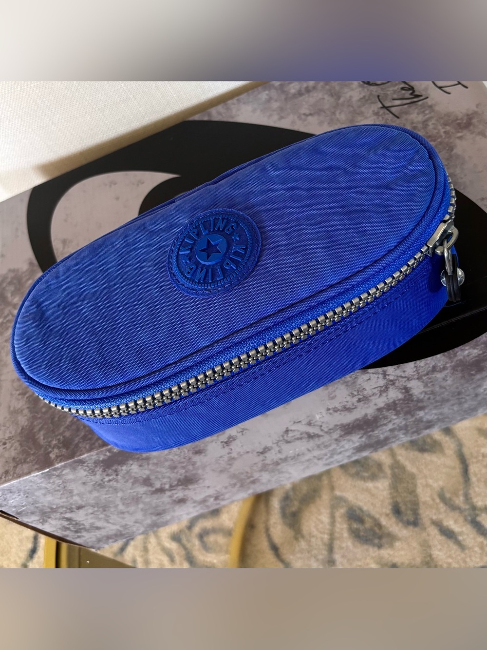 Kipling Gitroy Pencil Case Blue Nylon Cosmetic Makeup Organizer Pouch AC3220